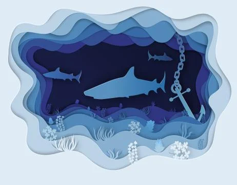 Illustration of a formidable shark on the hunt Stock Illustration