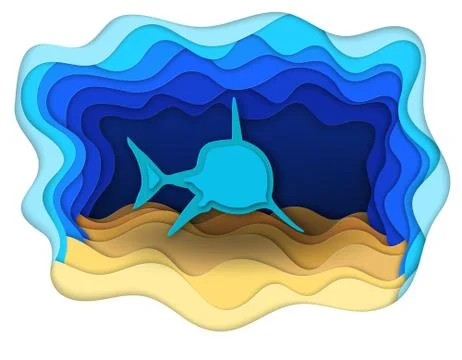 Illustration of a formidable shark on the hunt Illustrazione stock