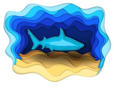 Illustration of a formidable shark on the hunt Stock Illustration