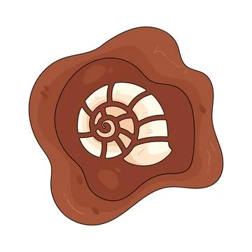Illustration of fossilized shell in rock Stock Illustration