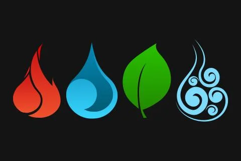 Illustration of four elements design set. Vector. Illustrazione stock