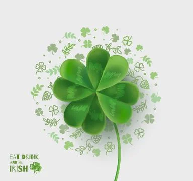 Illustration with four-leaf clover for St. Patrick's Day. Stock Illustration