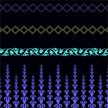 Illustration of four unique patterns on a black background Stock Illustration