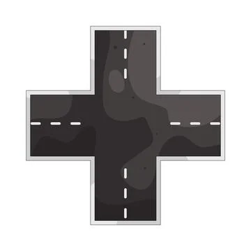 Illustration of four way intersection Ilustração Stock