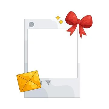 Illustration of frame with envelope and ribbon Stock Illustration
