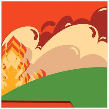 Illustration of a frame with a fire in a red and orange. Stock Illustration