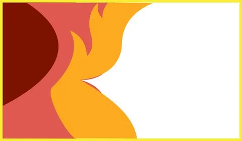 Illustration of a frame with a fire in a red and orange. イラスト素材