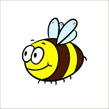 Illustration of a Friendly Cute Bee Flying and Smiling Stock Illustration