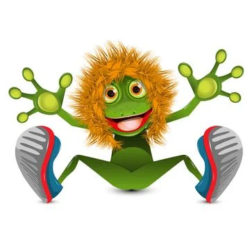 Illustration of a Frog in a Red Wig Stock Illustration