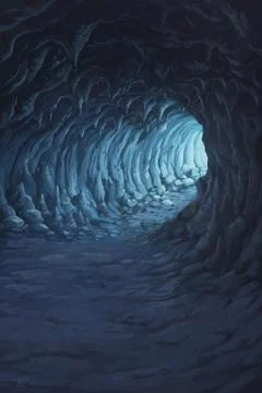 Illustration in front of the tunnel inside the cave. Stock Illustration