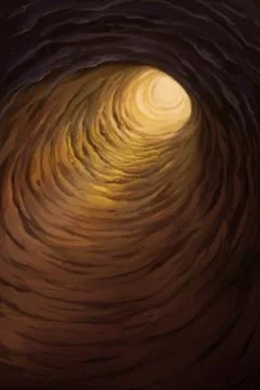 Illustration in front of the tunnel inside the cave. Stock Illustration