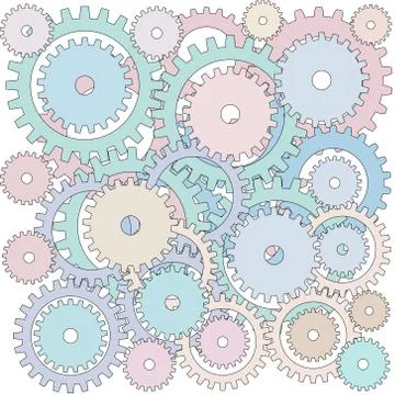 Illustration of Full Frame Background of Many Gears Stock Illustration