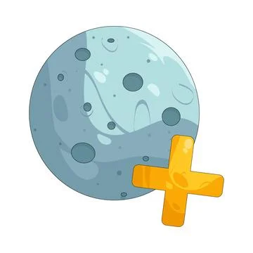 Illustration of Full moon with plus sign Stock Illustration