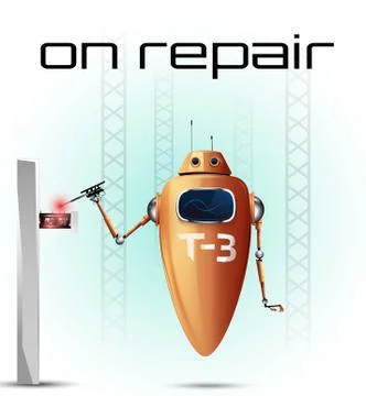 Illustration of fun robot that fixes something Stock Illustration