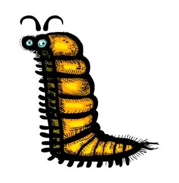 Illustration of funny cartoon caterpillar silhouette Stock Illustration