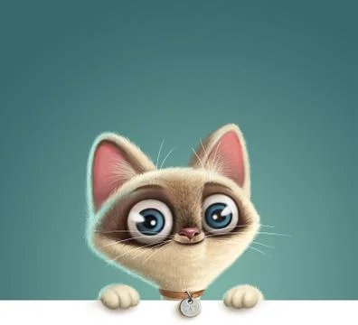 Illustration of a funny kitten. Banner Stock Illustration