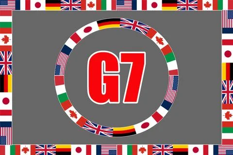 Illustration of G7 countries flags design. Stock Illustration