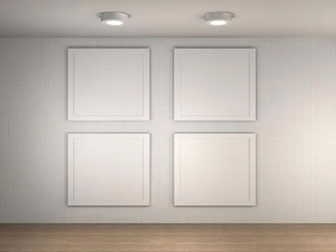 Illustration of a gallery with 4 empty frames Stock Illustration