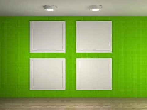 Illustration of a gallery with 4 empty frames Stock Illustration