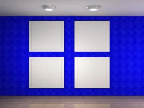 Illustration of a gallery with 4 empty frames Stock Illustration