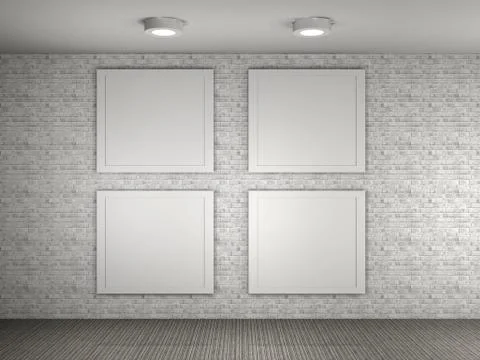 Illustration of a gallery with 4 empty frames Stock Illustration