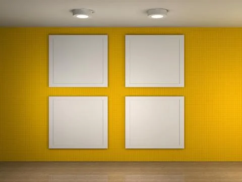 Illustration of a gallery with 4 empty frames Stock Illustration