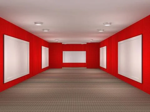 A illustration of a gallery with frames Stock Illustration