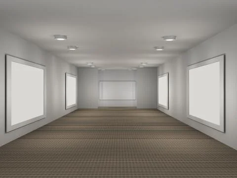 A illustration of a gallery with frames Stock Illustration