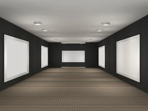 A illustration of a gallery with frames Stock Illustration