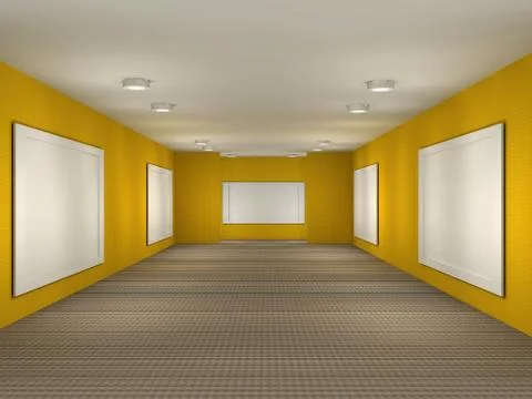 A illustration of a gallery with frames Stock Illustration