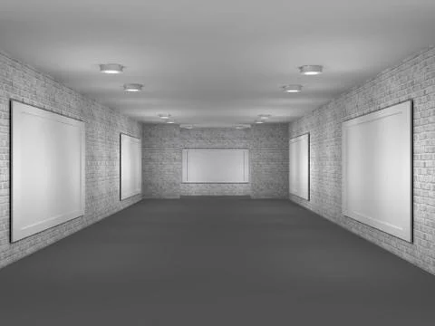 A illustration of a gallery with frames Stock Illustration