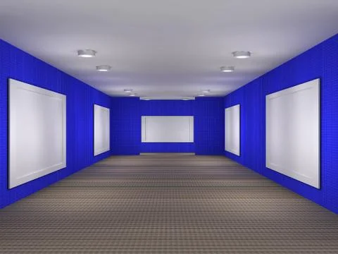 A illustration of a gallery with frames Stock Illustration