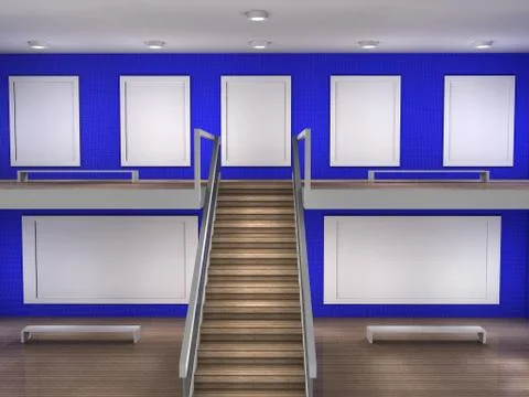 Illustration of a gallery interior and frames Stock Illustration
