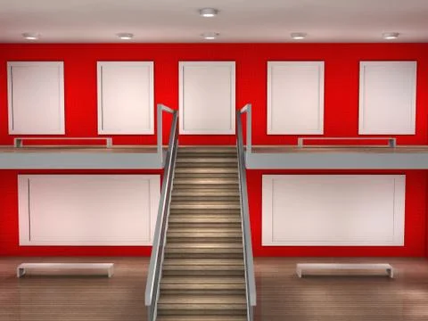 Illustration of a gallery interior and frames Stock Illustration