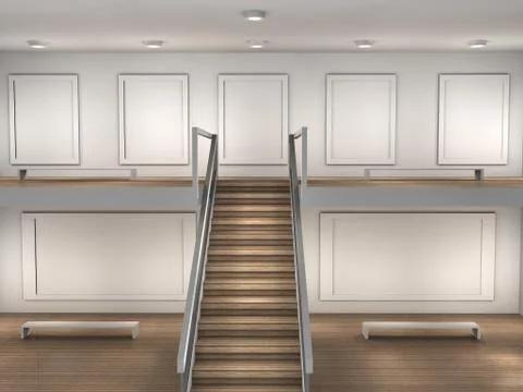 Illustration of a gallery interior and frames Stock Illustration