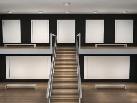 Illustration of a gallery interior and frames Stock Illustration