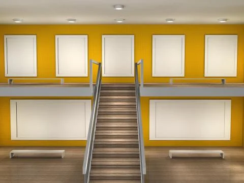 Illustration of a gallery interior and frames Stock Illustration