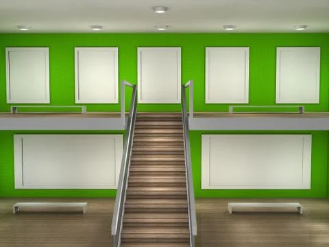 Illustration of a gallery interior and frames Stock Illustration