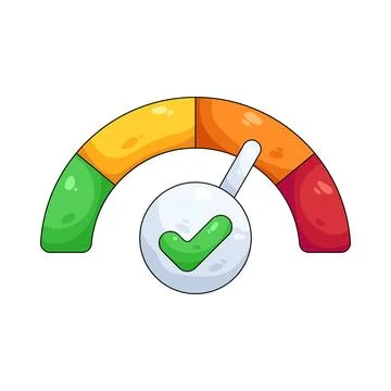 Illustration of gauge with a checkmark Stock Illustration