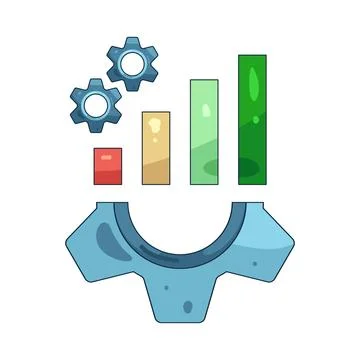 Illustration of gear with a bar chart Stock Illustration