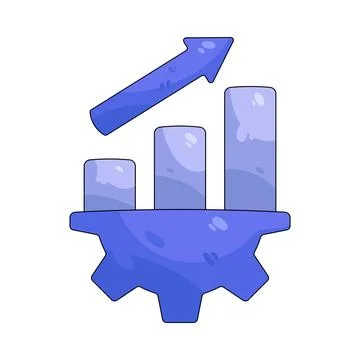 Illustration of gear with a bar chart Stock Illustration