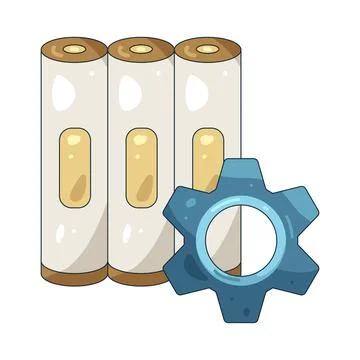 Illustration of gear with a battery Stock Illustration