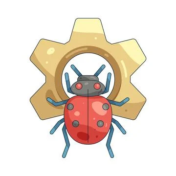 Illustration of gear with a bug Stock Illustration