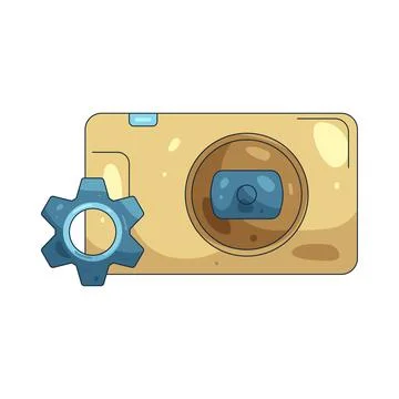 Illustration of gear with a camera Illustrazione stock