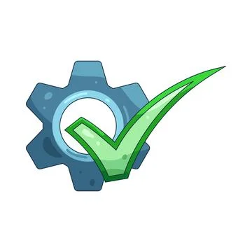 Illustration of gear with a check mark Illustrazione stock