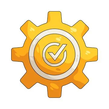 Illustration of gear with a checkmark 스톡 일러스트