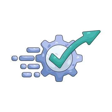 Illustration of gear with a checkmark 스톡 일러스트