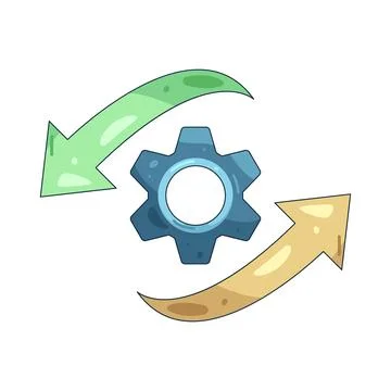 Illustration of gear with circular arrows Illustrazione stock