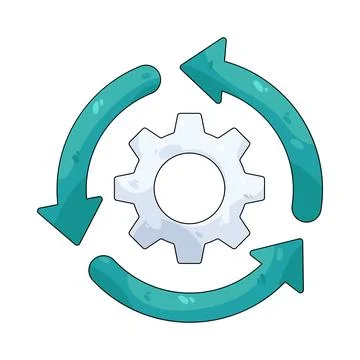 Illustration of gear with circular arrows Stock Illustration