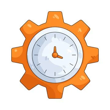 Illustration of gear with a clock Stock Illustration